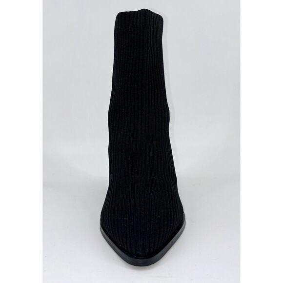 LULUS Farlie Ribbed Knit Pointed Toe Sock Boots Black Size 8 Block Heel Ankle - Picture 8 of 10